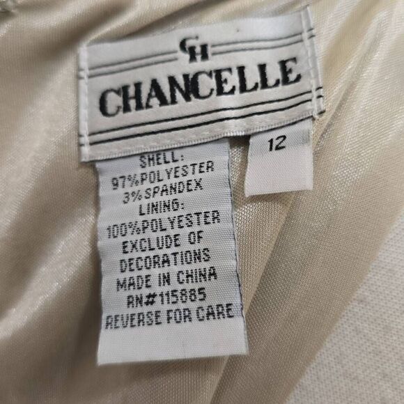 Chancelle champagne sheath dress with paillette embellishment at waist, NWT, Sz. - Picture 8 of 10